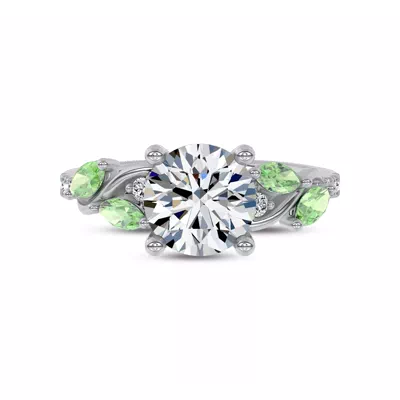Hayden Curved Vine Tsavorite And Diamond Engagement Ring