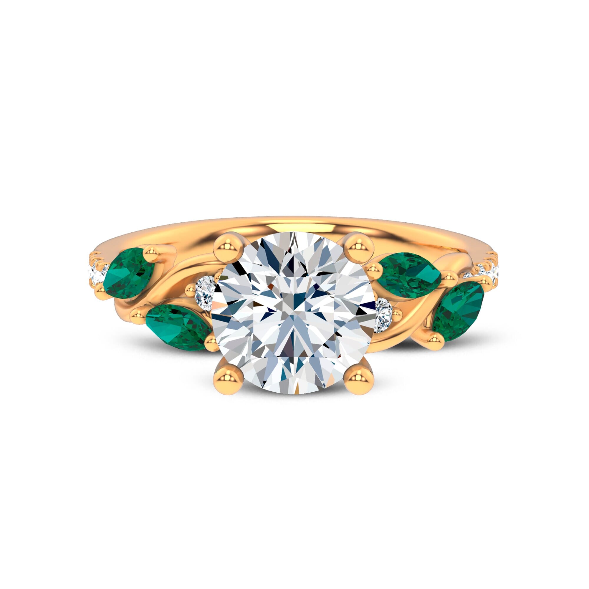 Hayden Curved Vine Tsavorite And Diamond Engagement Ring