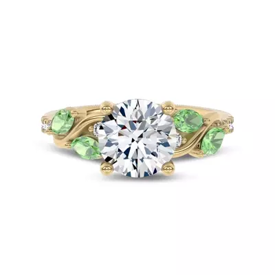 Hayden Curved Vine Tsavorite And Diamond Engagement Ring