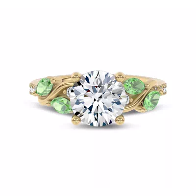 Hayden Curved Vine Tsavorite And Diamond Engagement Ring