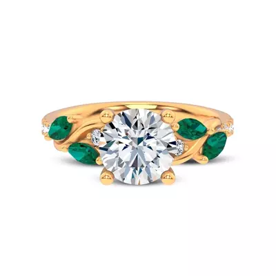 Hayden Curved Vine Tsavorite And Diamond Engagement Ring