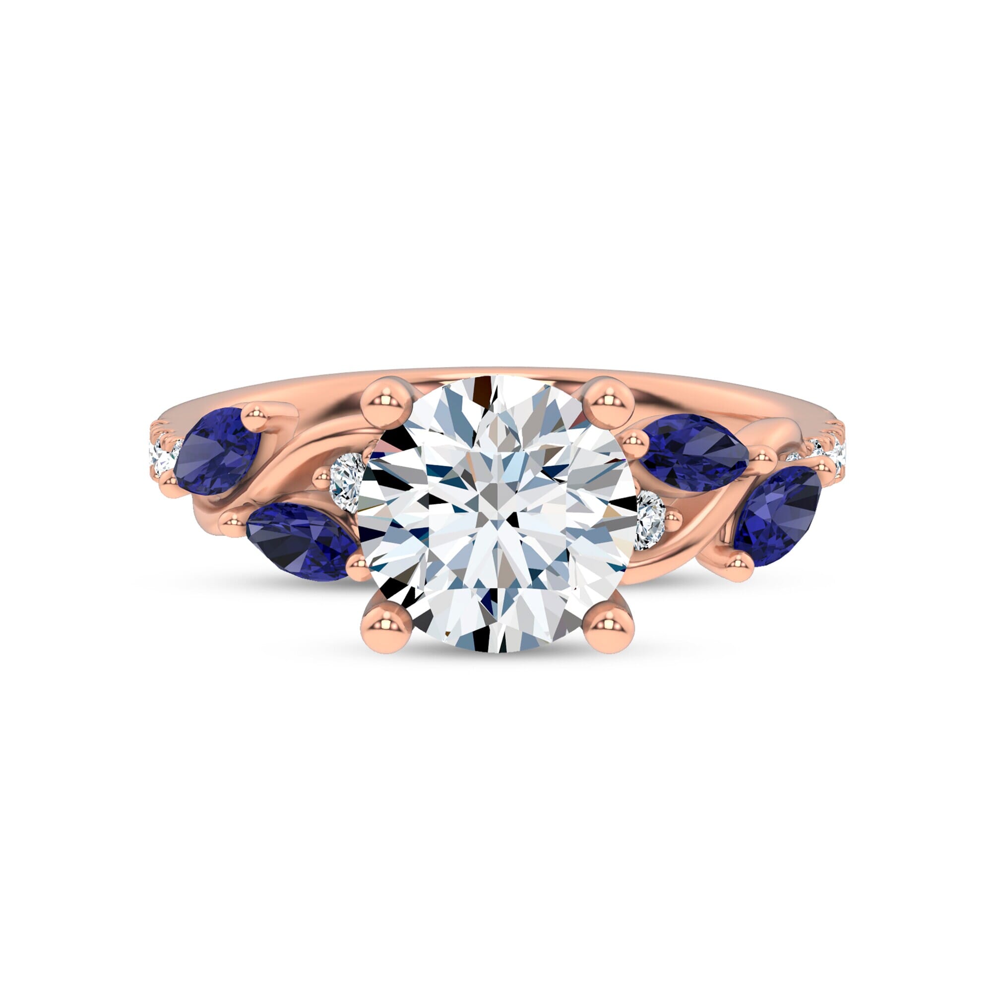 Hayden Curved Vine Sapphire And Lab Diamond Engagement Ring