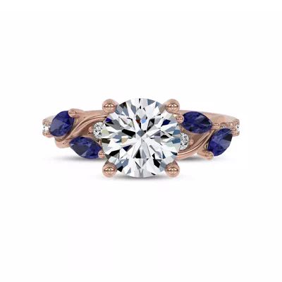 Hayden Curved Vine Sapphire And Lab Diamond Engagement Ring