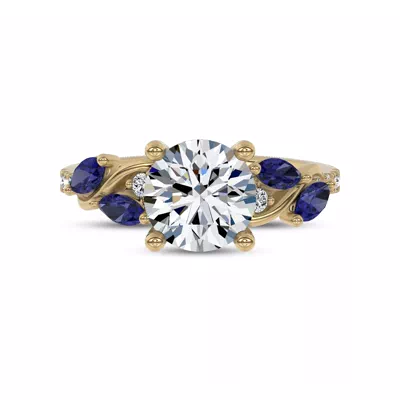 Hayden Curved Vine Sapphire And Diamond Engagement Ring