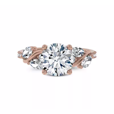 Hayden Curved Vine Hidden Halo Engagement Ring 
