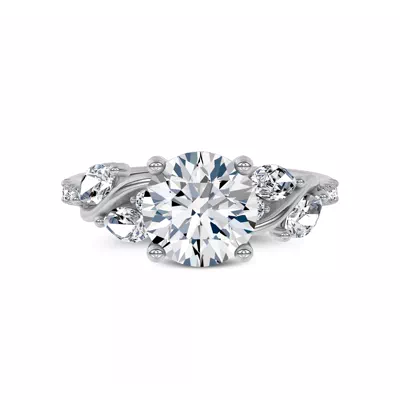 Hayden Curved Vine Hidden Halo Engagement Ring 