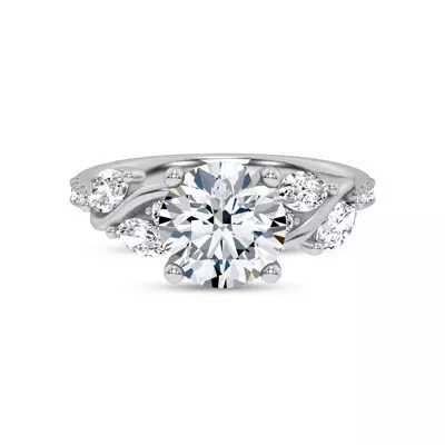 Hayden Curved Vine Hidden Halo Engagement Ring 