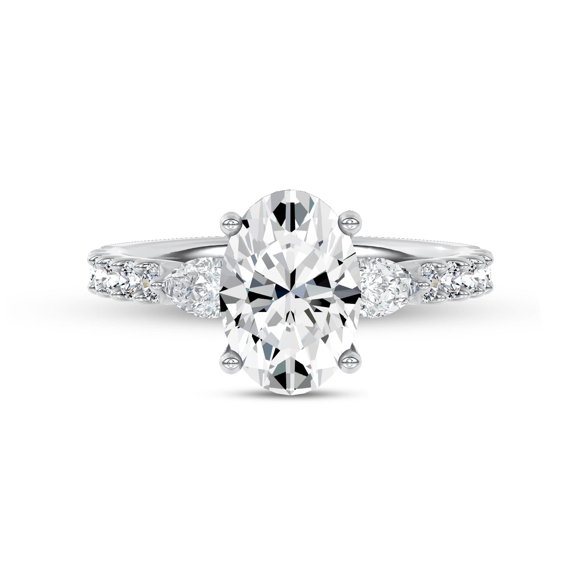 Perelle Pear Pavé Lab Engagement Ring