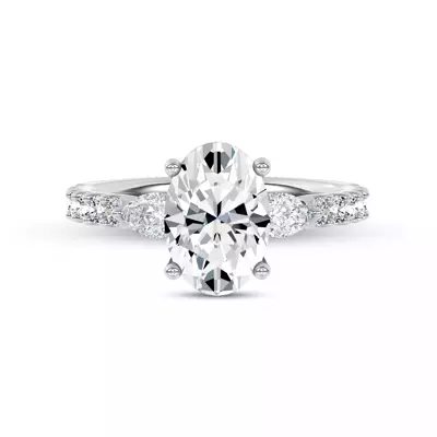 Perelle Pear Pavé Lab Engagement Ring