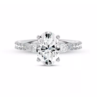 Perelle Pear Pavé Lab Engagement Ring