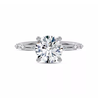 Starlight Spaced Hidden Halo Engagement Ring