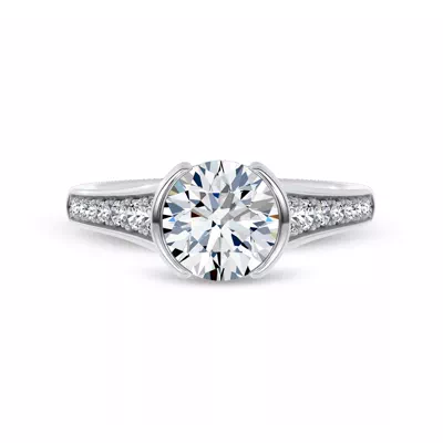 Jenna Half Bezel Pavé Lab Engagement Ring