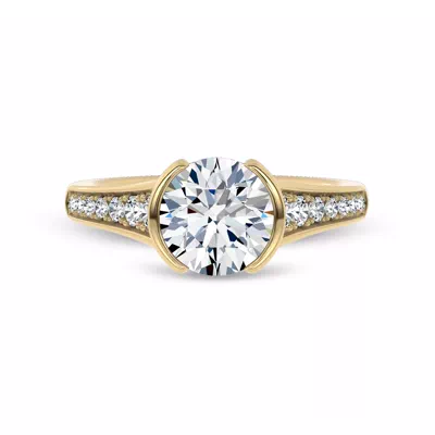 Jenna Half Bezel Pavé Lab Engagement Ring