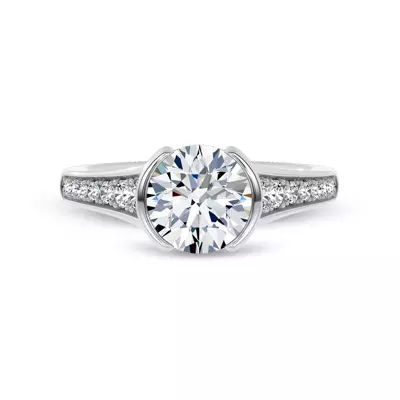 Jenna Half Bezel Pavé Engagement Ring
