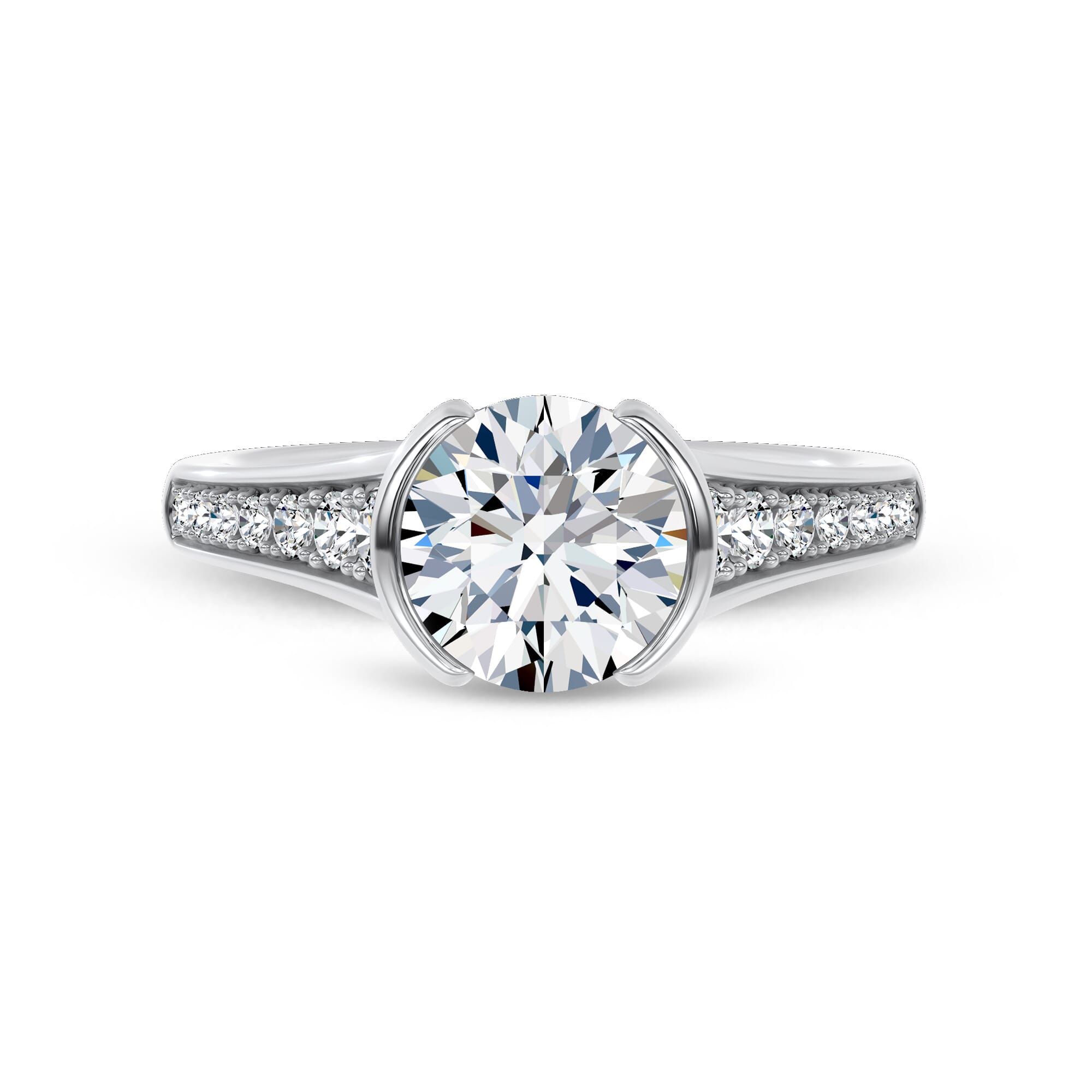 Jenna Half Bezel Pavé Engagement Ring