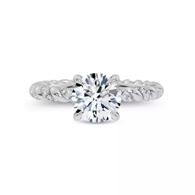 Dorza Twisted Pavé Hidden Halo Engagement Ring