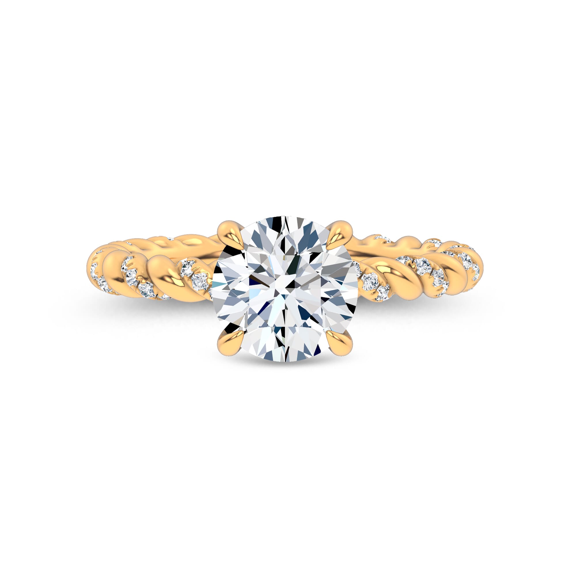 Dorza Twisted Pavé Hidden Halo Engagement Ring