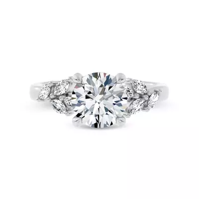 Seravine Leaf Accent Lab Engagement Ring