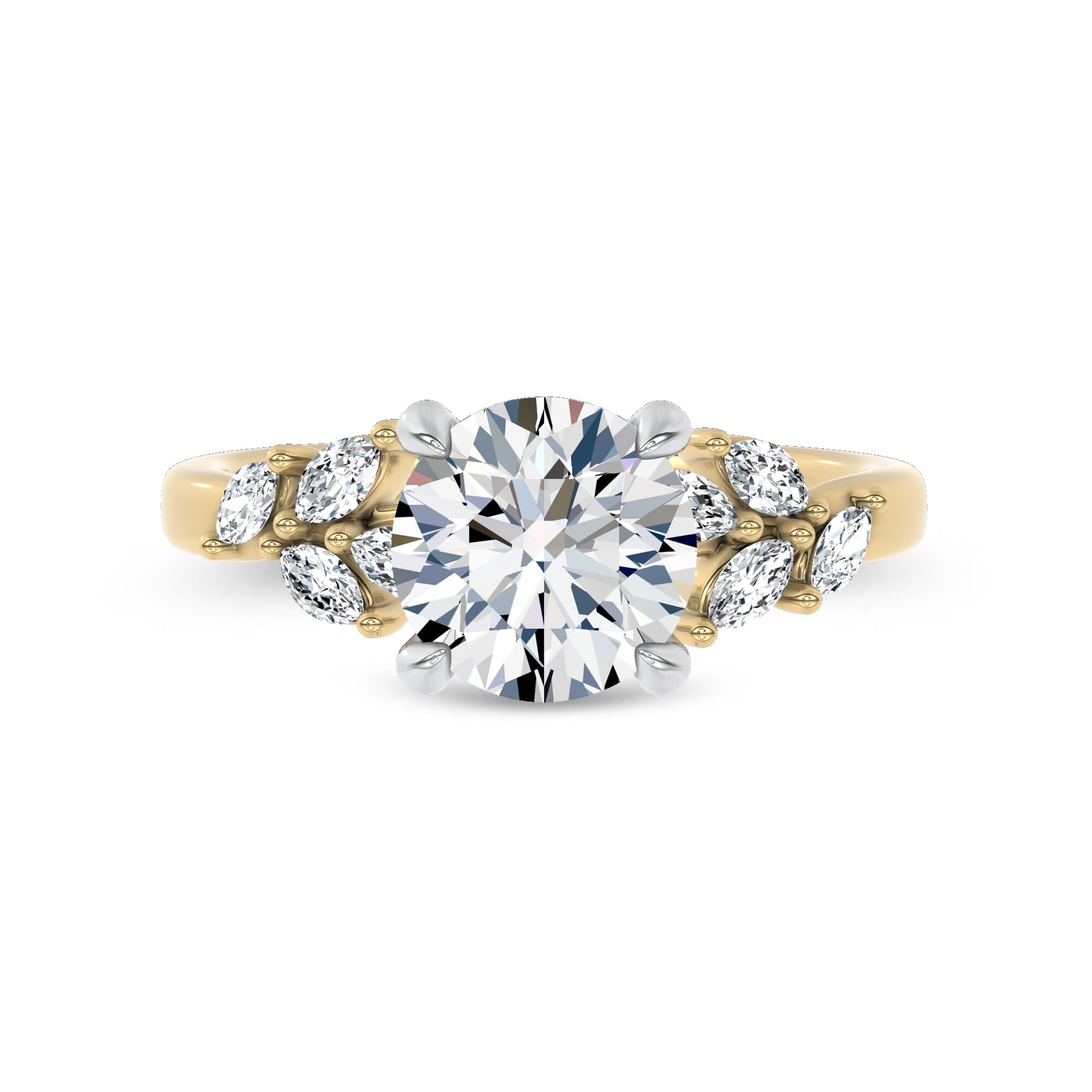 Seravine Leaf Accent Lab Engagement Ring