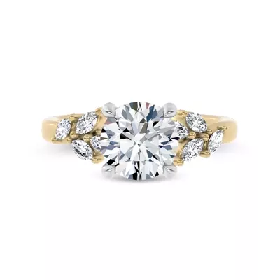 Seravine Leaf Accent Engagement Ring