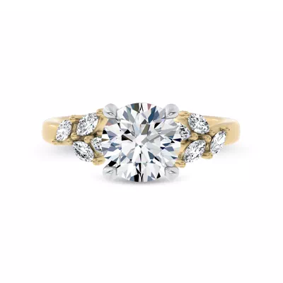 Seravine Leaf Accent Engagement Ring