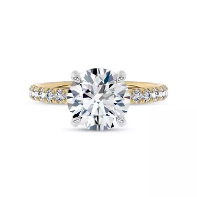 Sculpted C-Prong Pavé Lab Engagement Ring by Christian Siriano 