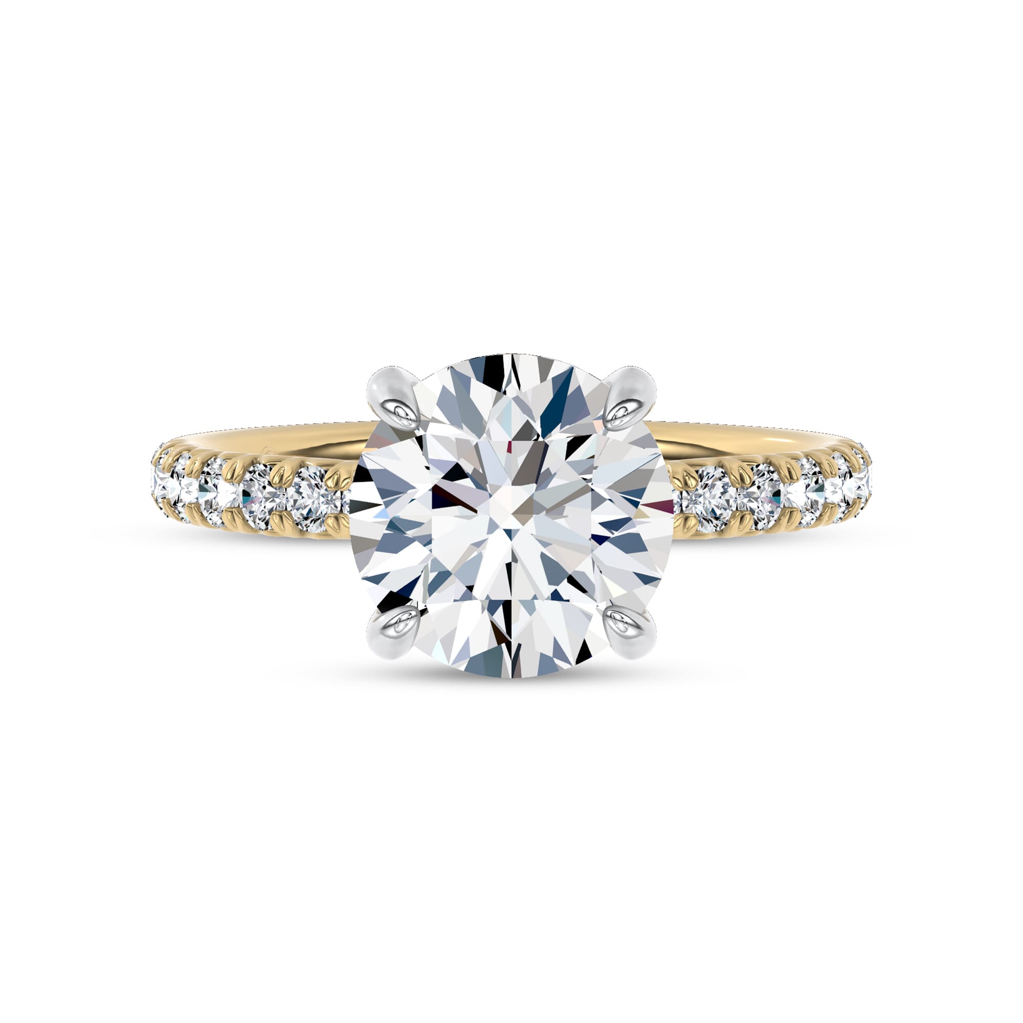 Sculpted C-Prong Pavé Lab Engagement Ring by Christian Siriano 