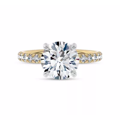 Sculpted C-Prong Pavé Lab Engagement Ring by Christian Siriano 