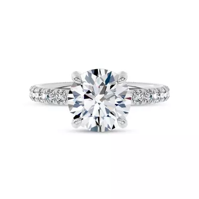 Sculpted C-Prong Pavé Lab Engagement Ring by Christian Siriano 