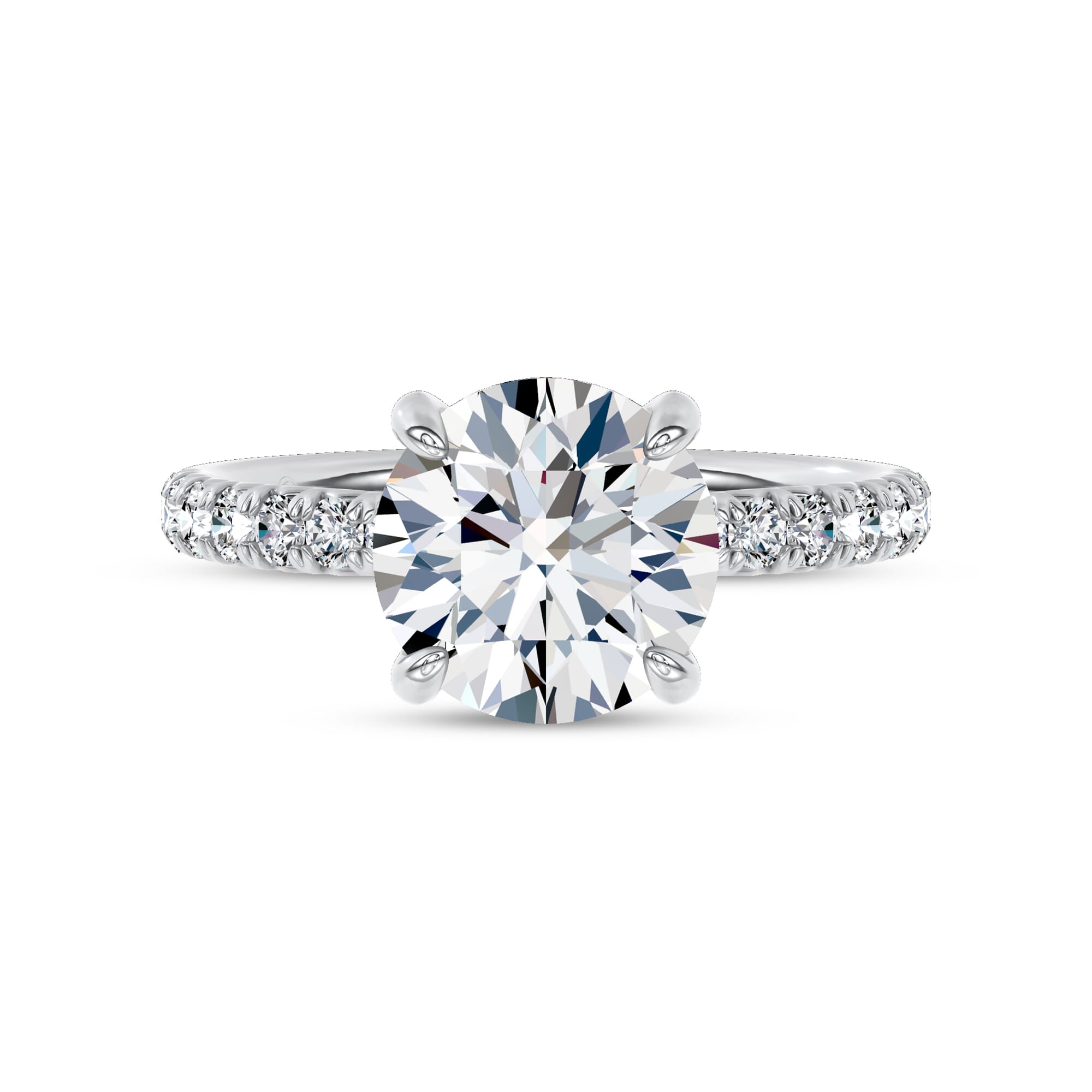 Sculpted C-Prong Pavé Lab Engagement Ring by Christian Siriano 