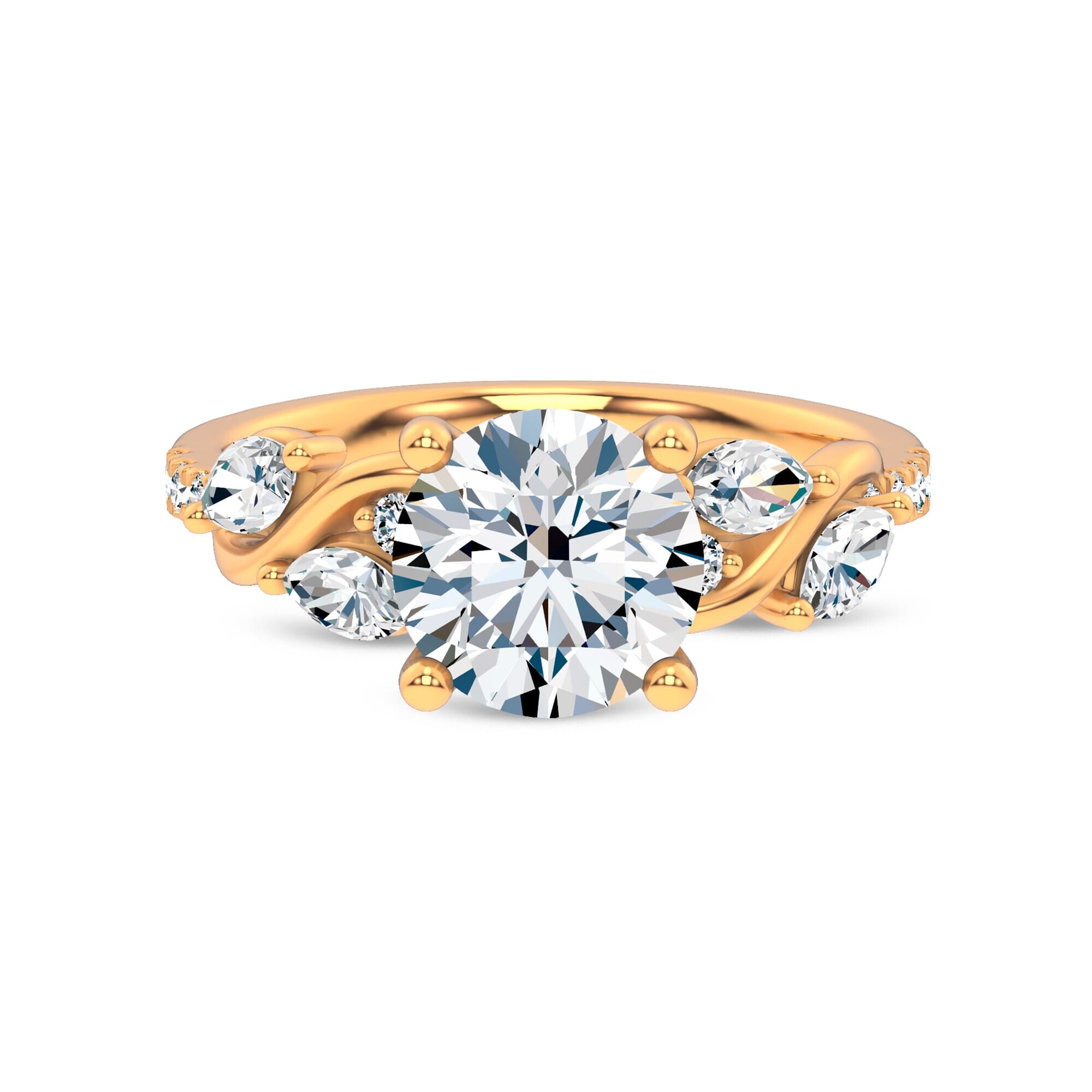 Hayden Curved Vine Lab Engagement Ring