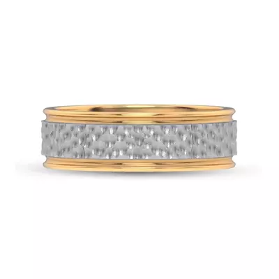 Brushed Hammered Center High-Polish Edge Band (7.1mm)