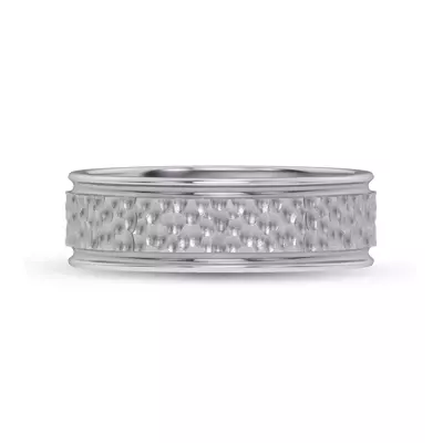 Brushed Hammered Center High-Polish Edge Band (7.1mm)