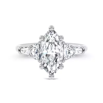 Lunare Half-Moon Lab Engagement Ring