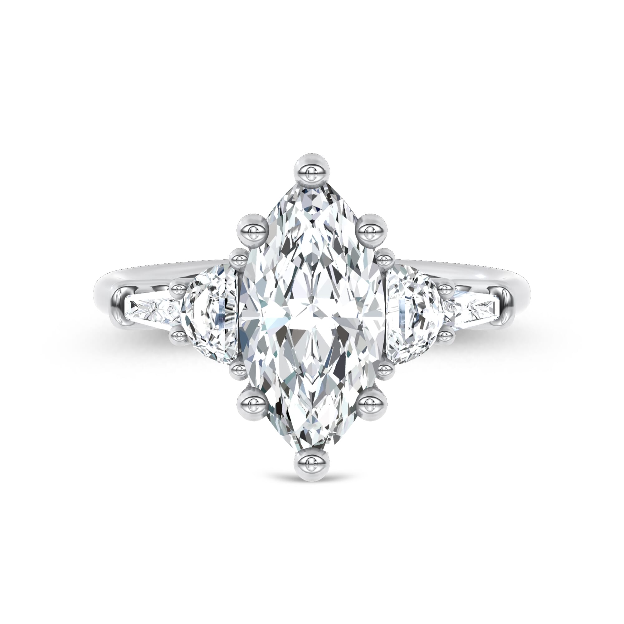 Lunare Half-Moon Lab Engagement Ring