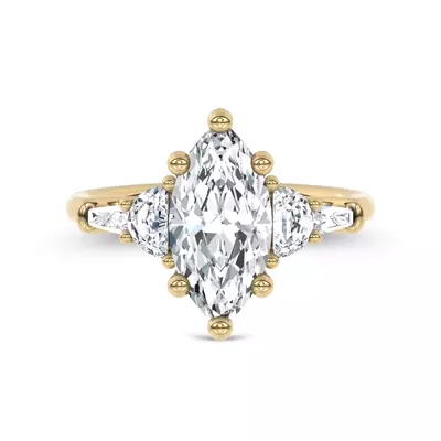 Lunare Half-Moon Lab Engagement Ring