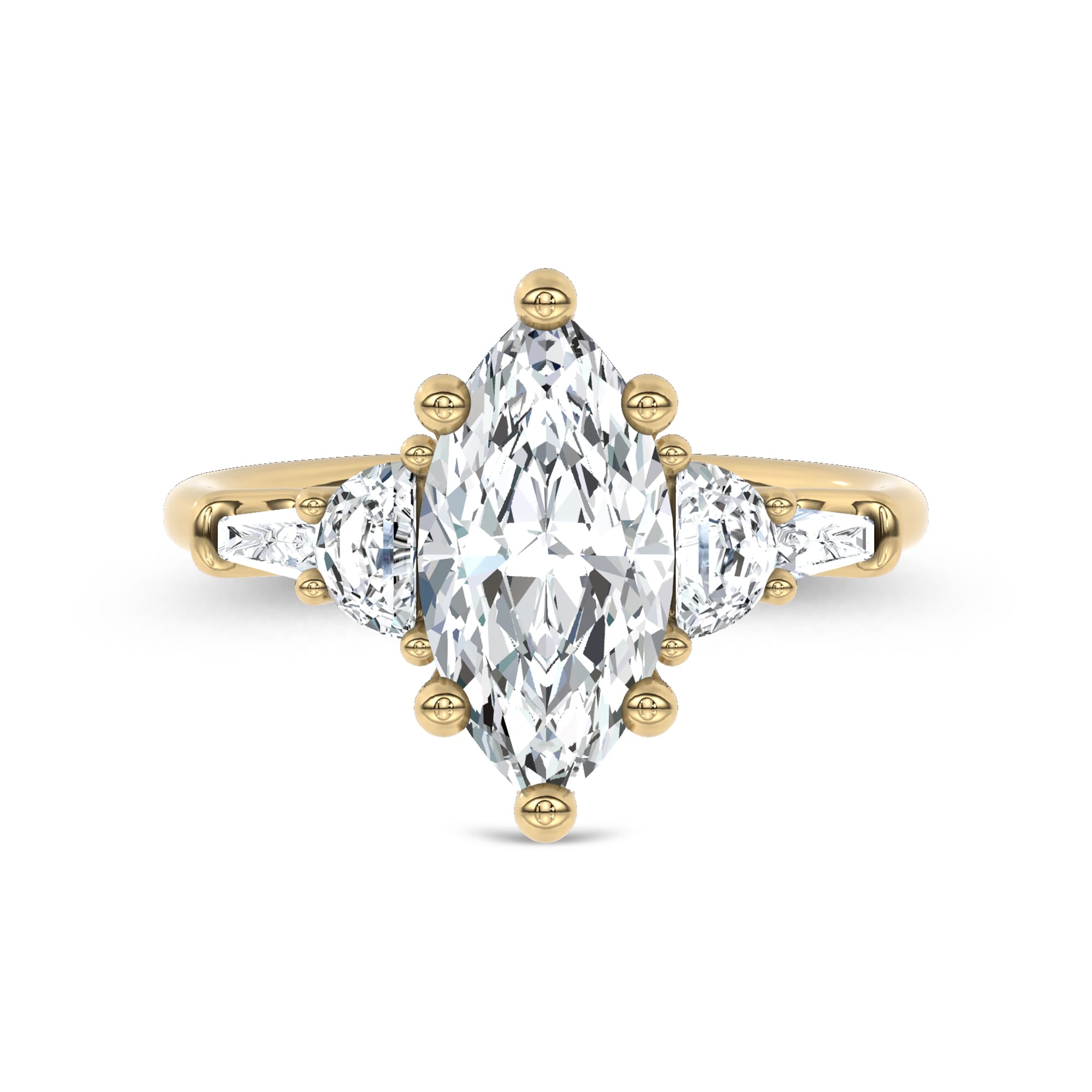 Lunare Half-Moon Lab Engagement Ring