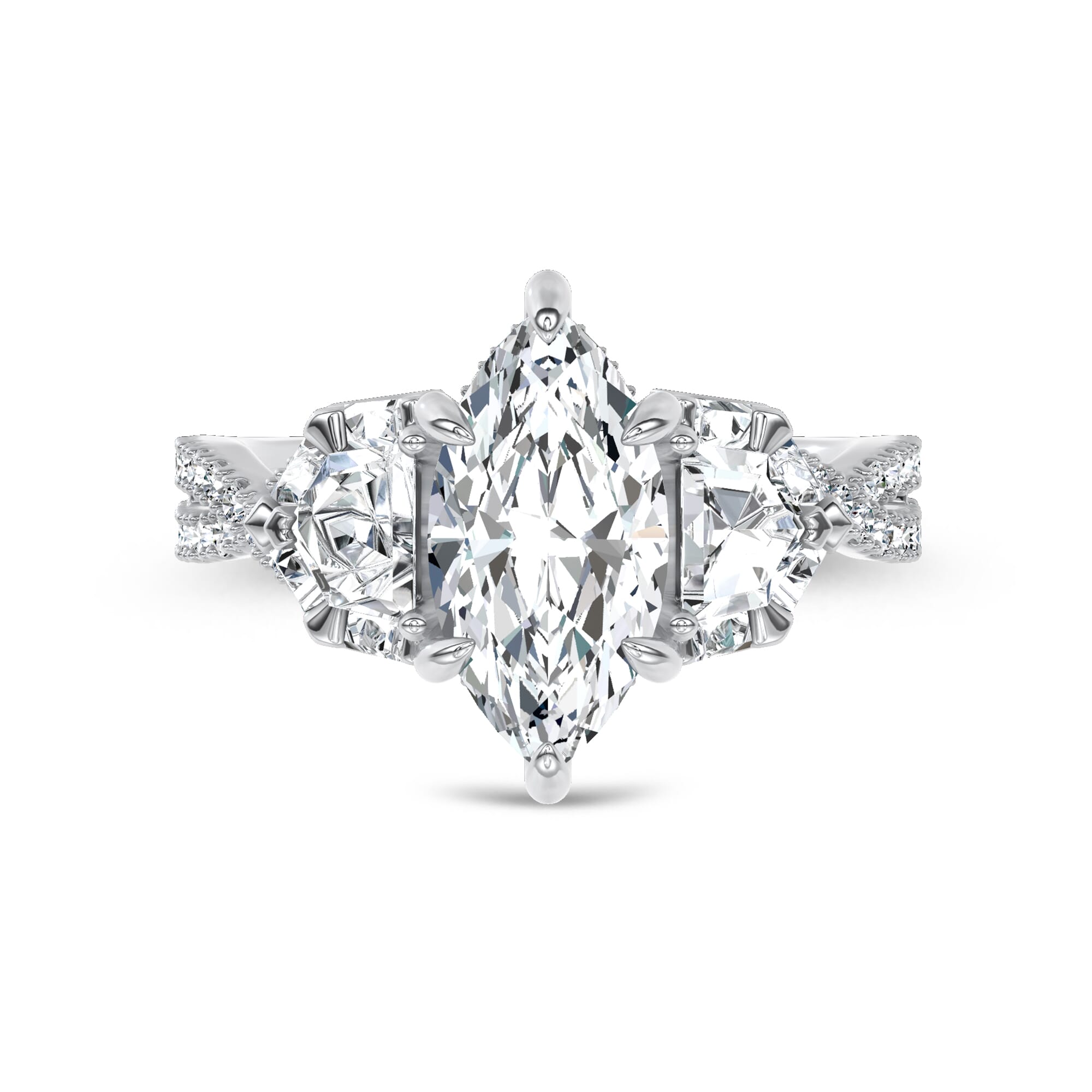 Bellatrix Epaulette Pavé Twist Lab Engagement Ring
