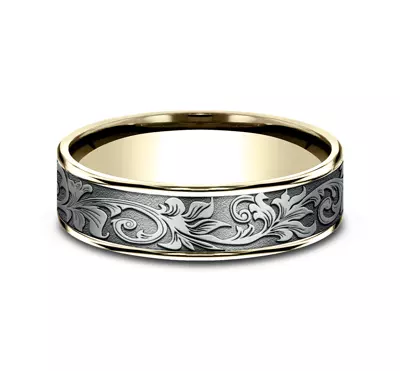 Imperium Floral Scroll Comfort-Fit Band (6.5mm)