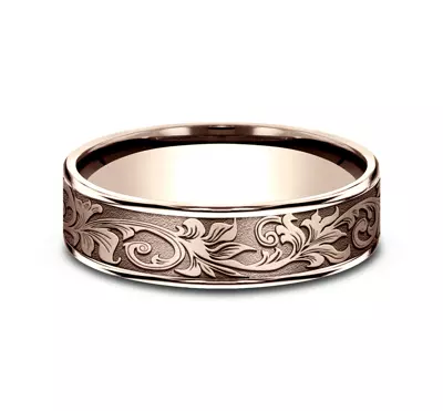 Imperium Floral Scroll Comfort-Fit Band (6.5mm)
