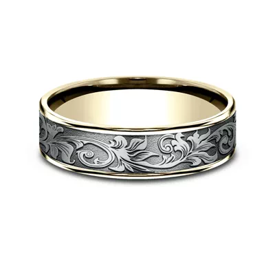 Imperium Floral Scroll Comfort-Fit Band (6.5mm)