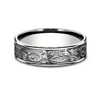 Imperium Floral Scroll Comfort-Fit Band (6.5mm)