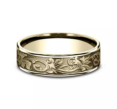 Imperium Floral Scroll Comfort-Fit Band (6.5mm)