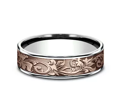 Imperium Floral Scroll Comfort-Fit Band (6.5mm)