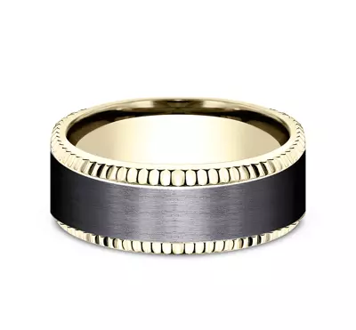 Bastion Fluted Bevel Black Titanium Comfort-Fit Band (8mm)