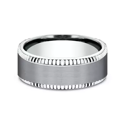 Bastion Fluted Bevel Grey Tantalum Comfort-Fit Band (8mm)