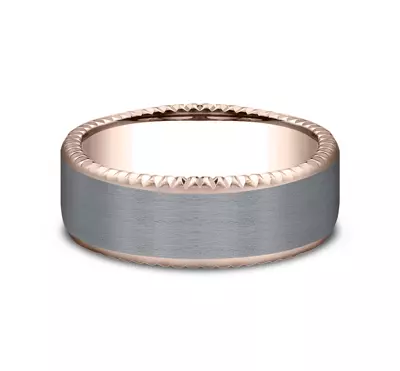 Bastion Thin Fluted Bevel Grey Tantalum Comfort-Fit Band (7.5mm)