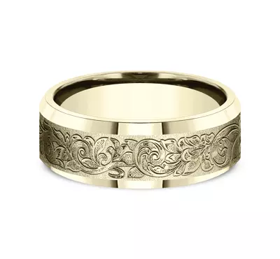 Valentura Floral Scroll Comfort-Fit Band (7.5mm)