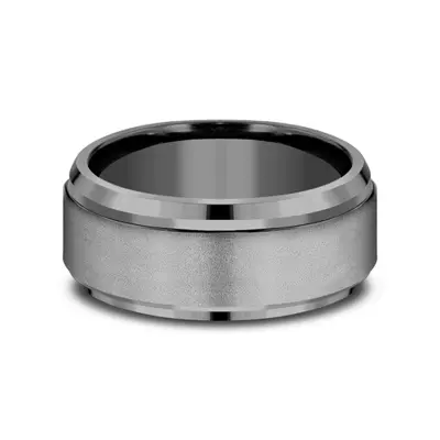 Sandblasted Tantalum Beveled Comfort Fit Band (9mm)
