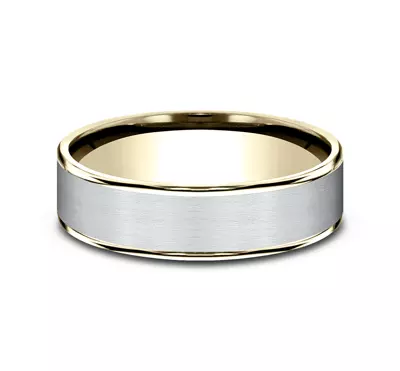 Axis Satin Two-Tone Comfort-Fit Band (6.5mm)